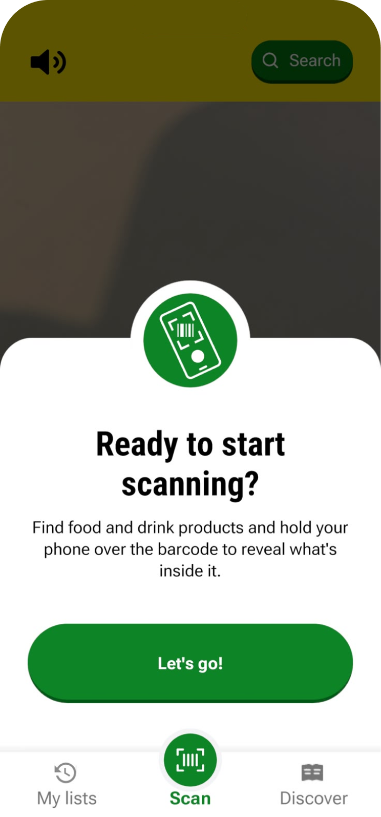 Change 4 Life Foodscanner app barcode scanning screen