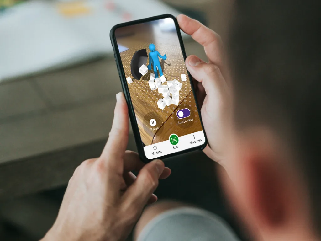 Person using the Change 4 Life Foodscanner app to scan a product's augmented reality result